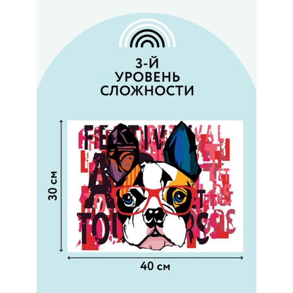 Картина по номерам на холсте ТРИ СОВЫ "Стильный французский бульдог", 30*40см, с акриловыми красками и кистями