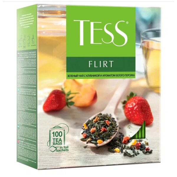 Чай Tess "Flirt", зеленый, 100 фольг. пакетиков по 1,5г