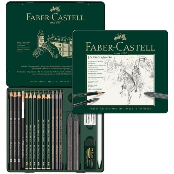 Набор карандашей ч/г Faber-Castell "Pitt Graphite", 19 предметов, заточен., метал. кор.