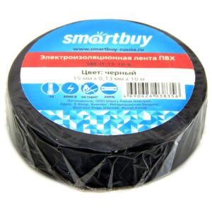 Изолента Smartbuy, 15мм*10м, 130мкм, черная, инд. упаковка