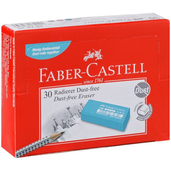 Ластик Faber-Castell "Dust Free", прямоугольный, в пленке, бирюзовый/розовый/синий, 11*18*41мм