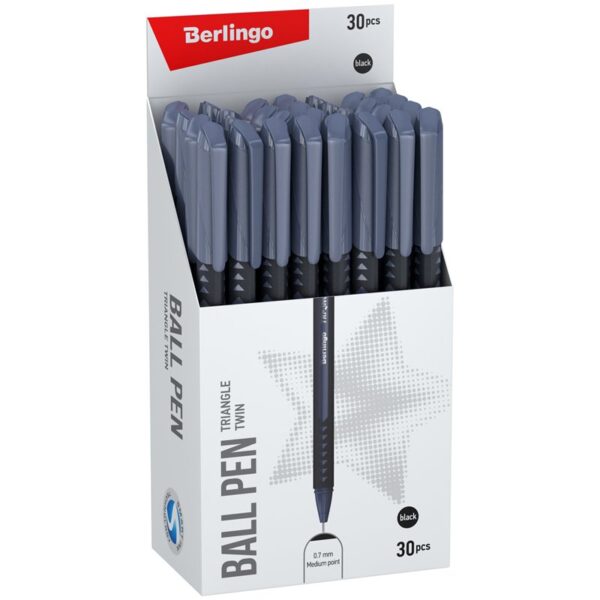 Ручка шариковая Berlingo "Triangle Twin" черная, 0,7мм, игольчатый стержень