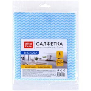 Салфетки для уборки OfficeClean, 5шт., вискоза, перфорированные, волна, 34*38см