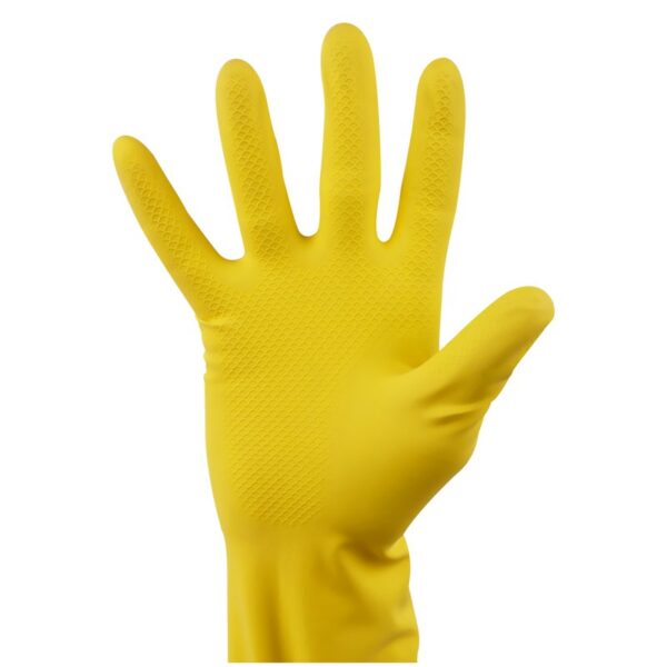 Перчатки резиновые хозяйственные OfficeClean ПРЕМИУМ, многоразовые, хлопчатобумажное напыление, супер плотные, р.XL, желтые, пакет с европодвесом