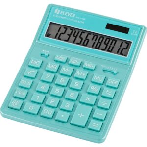 Калькулятор настольный Eleven SDC-444X-GN, 12 разрядов, двойное питание, 155*204*33мм, бирюзовый