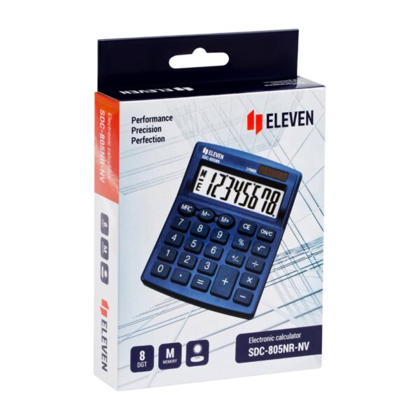 Калькулятор настольный Eleven SDC-805NR-NV, 8 разр., двойное питание, 127*105*21мм, темно-синий
