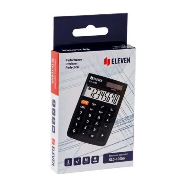 Калькулятор карманный Eleven SLD-100NR, 8 разрядов, двойное питание, 58*88*10мм, черный