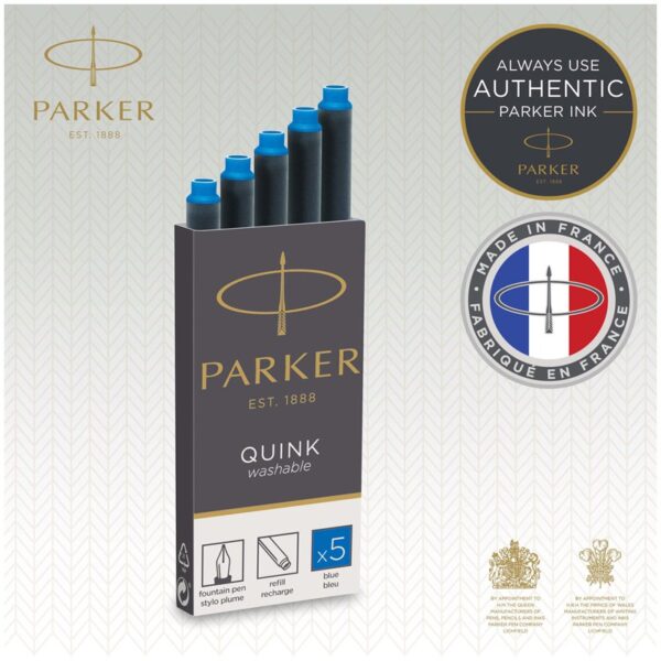 Картриджи чернильные Parker "Cartridge Quink" смываемые синие, 5шт., блистер