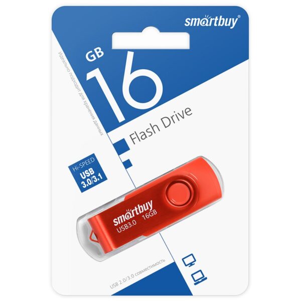 Память Smart Buy "Twist"  16GB, USB 3.0 Flash Drive, красный