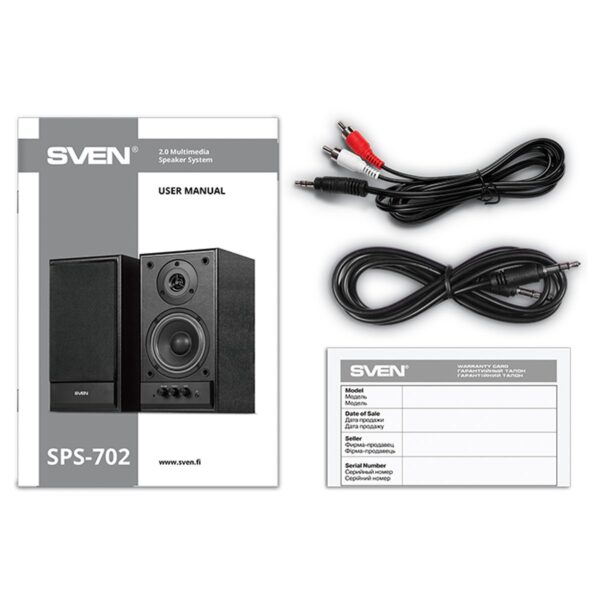 Колонки Sven SPS-702, 2*20W, деревянный корпус, черный