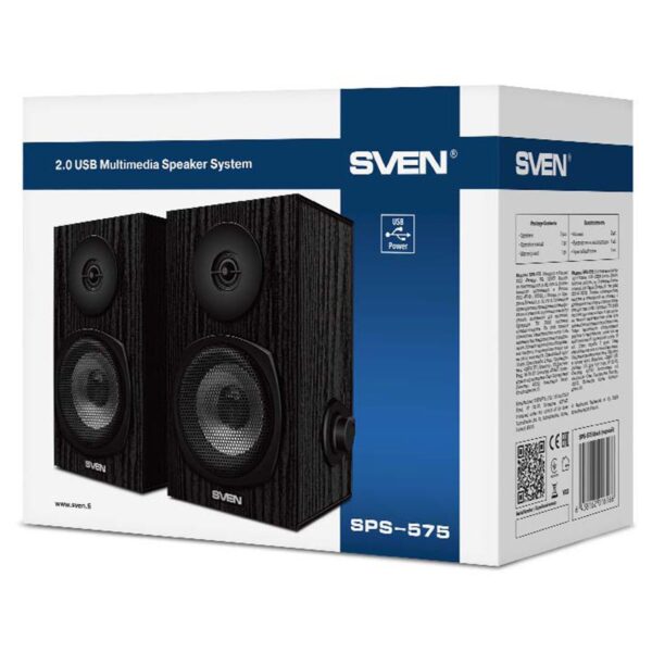 Колонки Sven SPS-575, 2*3W, деревянный корпус, питание через USB, черный