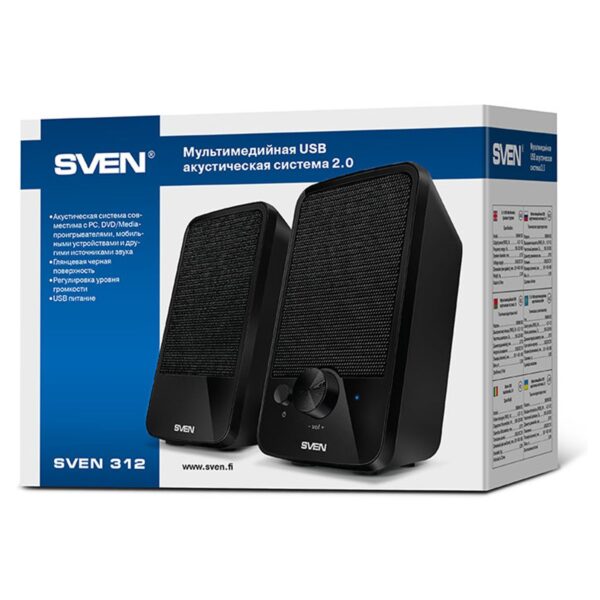 Колонки Sven 312, 2*2W, питание через USB, черный