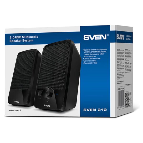 Колонки Sven 312, 2*2W, питание через USB, черный