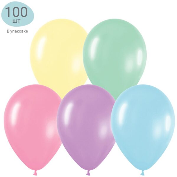 Воздушные шары,  100шт., М12/30см, MESHU "Macaroons", пастель, ассорти