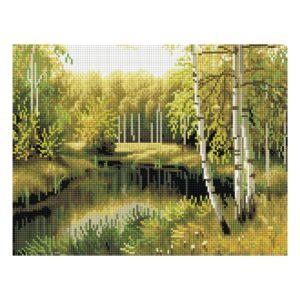 Алмазная мозаика ТРИ СОВЫ "Летний пейзаж", 30*40см, холст на деревянном подрамнике, картонная коробка с пластиковой ручкой
