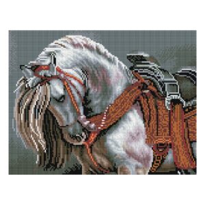 Алмазная мозаика ТРИ СОВЫ "Богатырский конь", 30*40см, холст на деревянном подрамнике, картонная коробка с пластиковой ручкой
