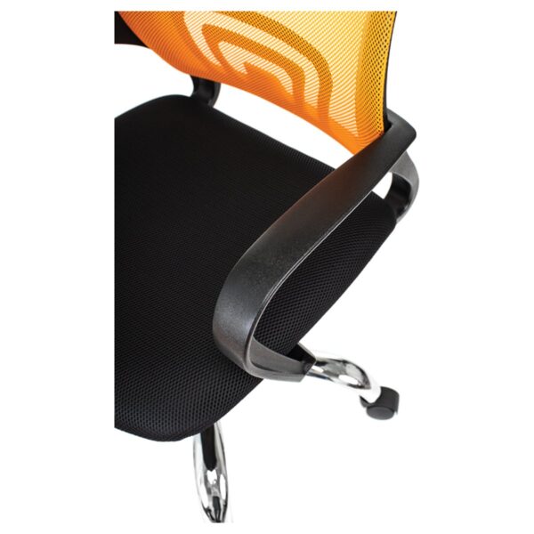 Кресло оператора Helmi HL-M95 R (695) "Airy", СН, спинка сетка оранжевая/сиденье ткань TW черная, пиастра