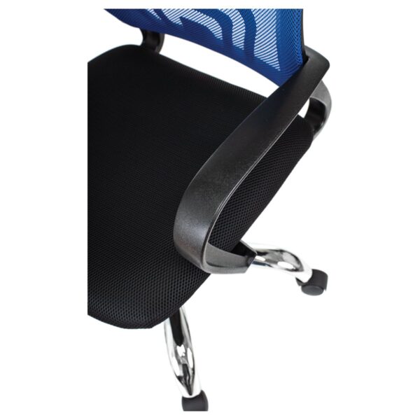 Кресло оператора Helmi HL-M95 R (695) "Airy", СН, спинка сетка синяя/сиденье ткань TW черная, пиастра