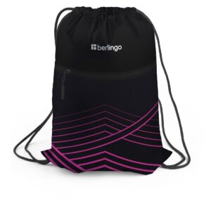 Мешок для обуви 1 отделение Berlingo "Black and pink geometry", 360*470мм, карман на молнии