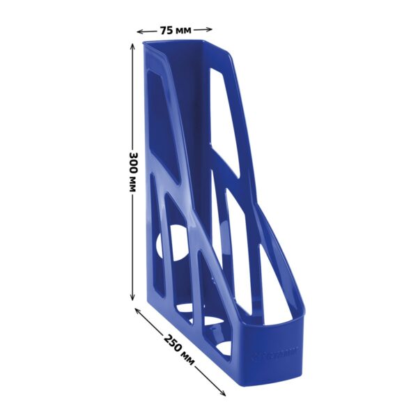 Лоток для бумаг вертикальный СТАММ "Лидер", синий, ширина 75мм