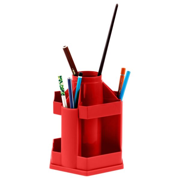 Настольная подставка СТАММ "Maxi Desk", пластиковая, вращающаяся, красная