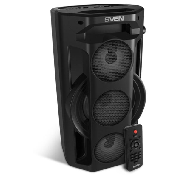 Колонка портативная Sven PS-680, 65W, Bluetooth, FM, USB, microSD, LED-дисплей, пульт, караоке, подсветка, черный