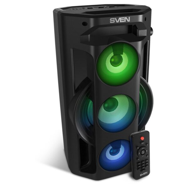 Колонка портативная Sven PS-680, 65W, Bluetooth, FM, USB, microSD, LED-дисплей, пульт, караоке, подсветка, черный