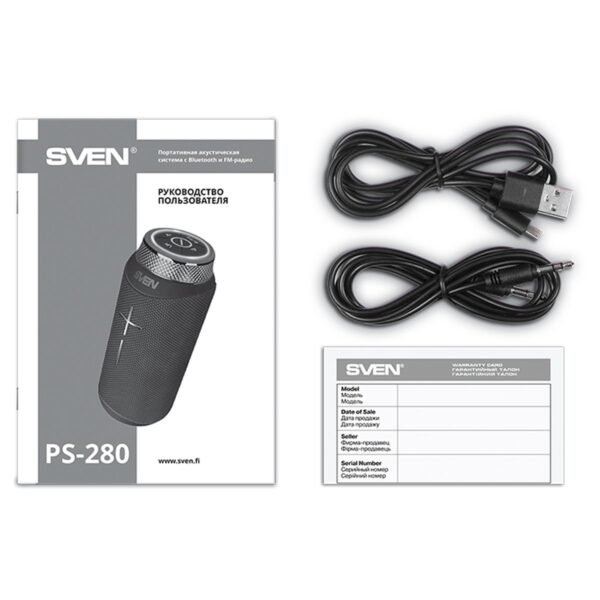 Колонка портативная Sven PS-280, 12W, Bluetooth, FM, USB, microSD, защита от воды, черный