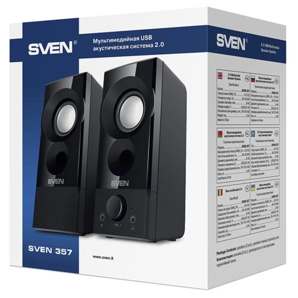 Колонки Sven 357, 2*3W, питание через USB, черный