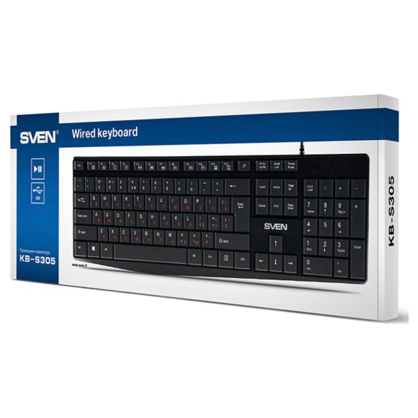 Клавиатура Sven KB-S305, USB, черный
