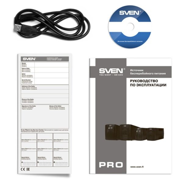 Источник бесперебойного питания Sven PRO 650, 2 розетки, 650ВA, 390Вт, LCD дисплей, черный