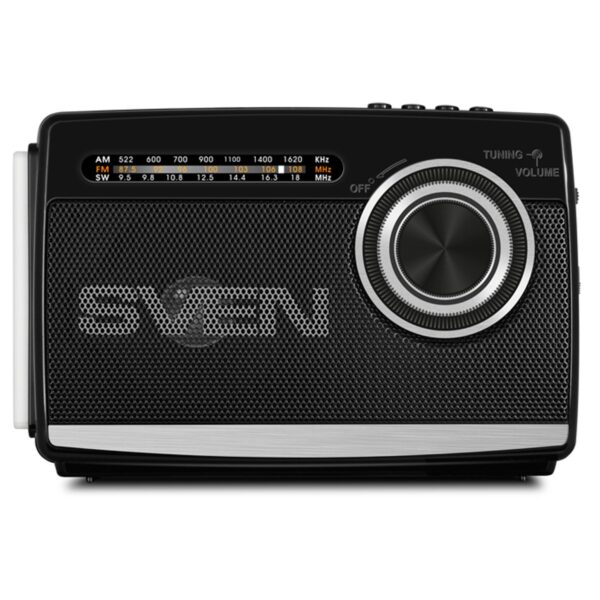 Портативная акустическая система Sven SRP-535, 3W, FM/AM/SW, USB, microSD, фонарь, аккумулятор, черный