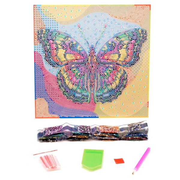 Алмазная мозаика Origami "Разноразмерная мозаика на подрамнике. Радужная бабочка", 30*30см, европодвес
