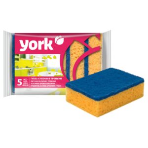 Губки для посуды York "Премиум", поролон с абразивным слоем, 10,5*7,5*3 см, 5шт