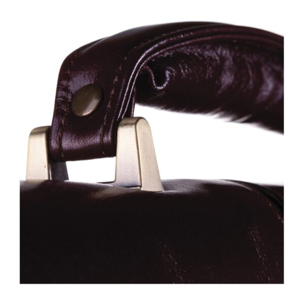 Портфель Delucci "Гиперион", кожа, темный коньяк, 2 отделения, метал. замок, с ремнем