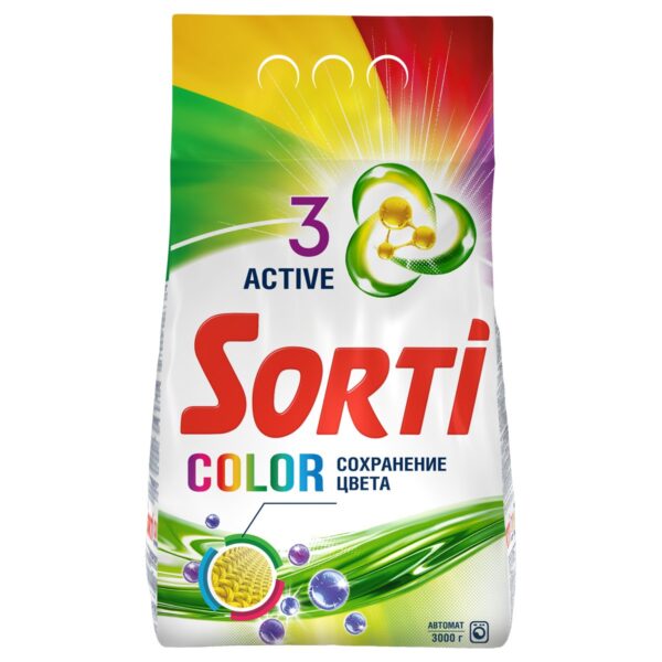 Порошок для машинной стирки Sorti "Color", 3кг