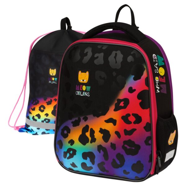 Ранец Berlingo Expert Mini "Meow colors" 36*27*14см, 2 отделения, 2 кармана, анатомическая спинка, мешок для обуви