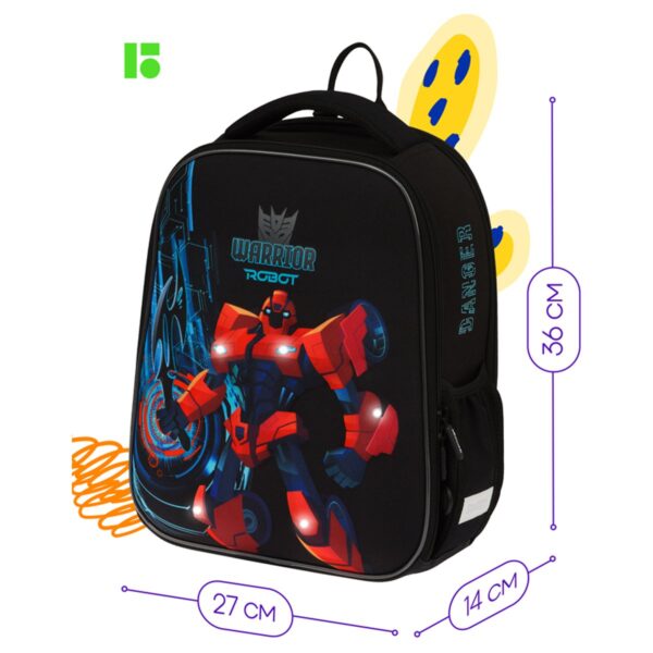 Ранец Berlingo Expert Mini "Warrior Robot" 36*27*14см, 2 отделения, 2 кармана, анатомическая спинка, мешок для обуви
