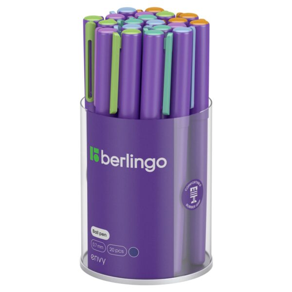 Ручка шариковая Berlingo "Envy" синяя, 0,7мм, игольчатый стержень, грип, корпус ассорти