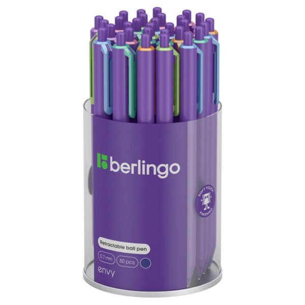 Ручка шариковая автоматическая Berlingo "Envy" синяя, 0,7мм, корпус ассорти