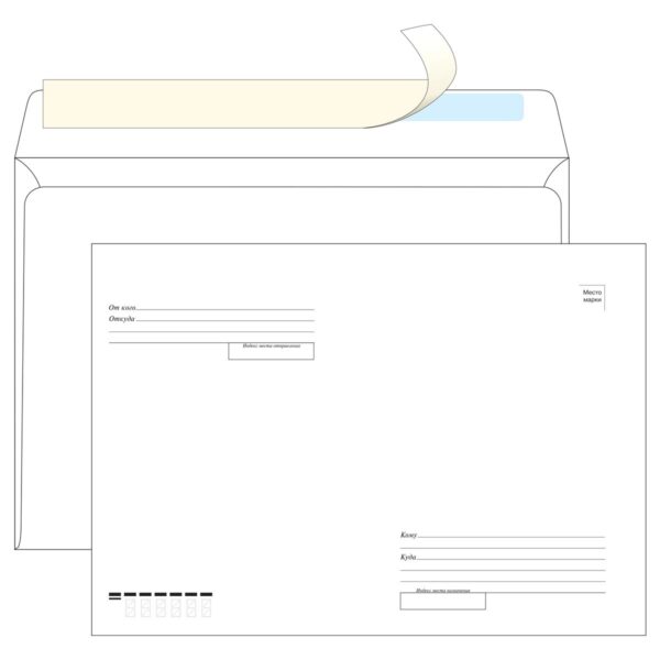 Конверт C4, OfficeSpace, 229*324мм, с подсказом, б/окна, отр. лента