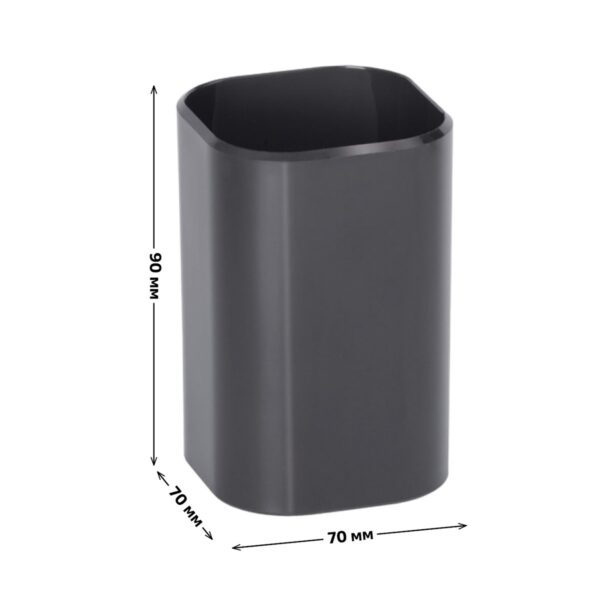 Подставка-стакан СТАММ "Фаворит", пластиковая, квадратная, черная