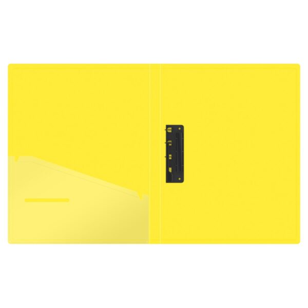 Папка c зажимом Berlingo "Neon", 17мм, 1000мкм, желтый неон, D-кольца, с внутр. карманом
