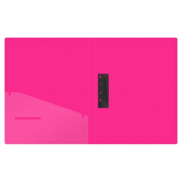 Папка c зажимом Berlingo "Neon", 17мм, 1000мкм, розовый неон, D-кольца, с внутр. карманом