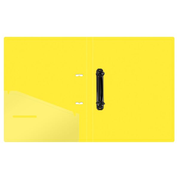 Папка на 2 кольцах Berlingo "Neon", 24мм, 1000мкм, желтый неон, D-кольца, с внутр. карманом