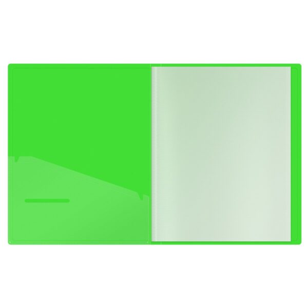 Папка с 60 вкладышами Berlingo "Neon", 24мм, 1000мкм, зеленый неон, с внутр. карманом