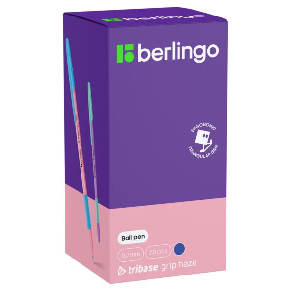 Ручка шариковая Berlingo "Tribase grip haze" синяя, 0,7мм, грип, ассорти
