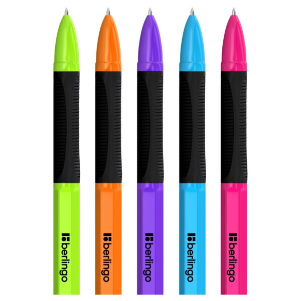 Ручка шариковая Berlingo "Tribase grip color zone" синяя, 0,7мм, грип, ассорти
