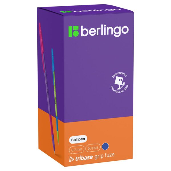Ручка шариковая Berlingo "Tribase grip fuze" синяя, 0,7мм, грип, ассорти