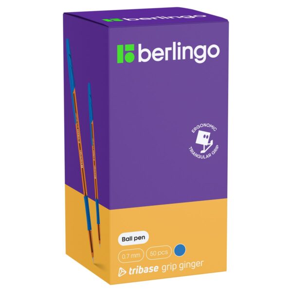 Ручка шариковая Berlingo "Tribase grip ginger" светло-синяя, 0,7мм, грип
